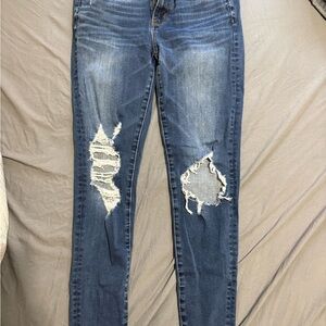 11.American Eagle Outfitters Ripped Blue Skinny Jeans